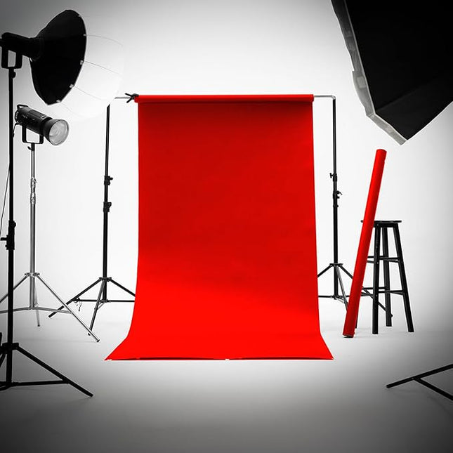 Kate Seamless Paper Backdrop Red Paper Backdrop Seamless Backdrop Paper Rolls (53''x16.4' Scarlet)