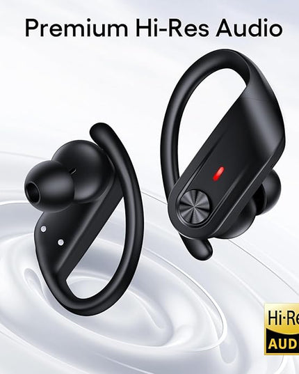 Hybrid Active Noise Cancelling Wireless Earbuds 80 Hrs Playtime Hi-Res Stereo Sound Bluetooth Headphones with Transparency Mode Ear Buds with Earhooks ANC Sports Earphones for Workout Running Travel