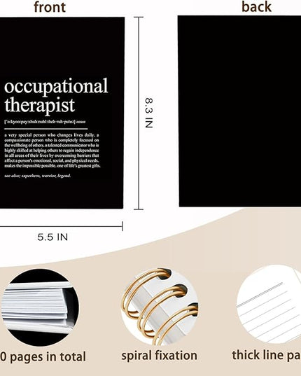 QUICQOD Occupational Therapist Gifts Notebook，Appreciation Graduation Gifts for Occupational Therapist Friend,Black Hardcover Spiral Notebook 5.5x8.3