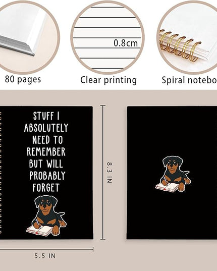 LIANGW Funny Rottweiler Gifts Spiral Notebook Journal, Pet Dog Mom Lovers Owner Gifts Journal for Writing, Rottweiler Gift for Women, Dog School Office Stuff Supplies, 5.5x8.3 Inch