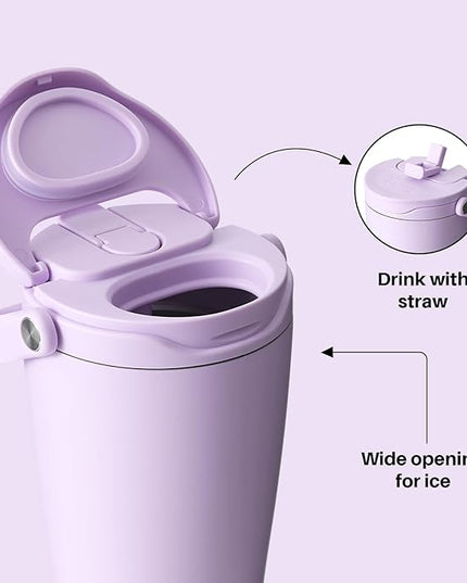 BOTTLE BOTTLE Insulated Tumbler with Handle & Straw Lid, 30oz Stainless Steel Leak-Proof Water Bottle for Hot & Cold Drinks, Add Ice Without Unscrewing, BPA-Free for Travel, Sports, Office(Purple)