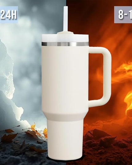 H&F Clicks Insulated Tumbler, Stainless Steel Tumbler with Leakproof Lid for Water, Coffee or Iced Tea. Cup Holder Compatible for Travel, BPA-Free Water Bottle, Vacuum Insulated Tumbler.