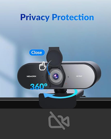 4K Webcam for PC with PDAF & CDAF Dual-autofocus, Ultra 4K HD, 2 Noise Reduction Mics, Auto Light Correction, USB-A, Privacy Cover, 79°FOV, Streaming Camera for PC, Mac, Laptop, Video Calls