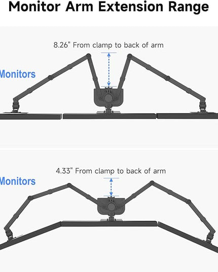 Suptek Hex LED LCD Monitor Stand up Desk Mount Extra Tall 31.5 inch Pole Heavy Duty Fully Adjustable Stand for 6 / Six Screens up to 27 inch (MD68126)