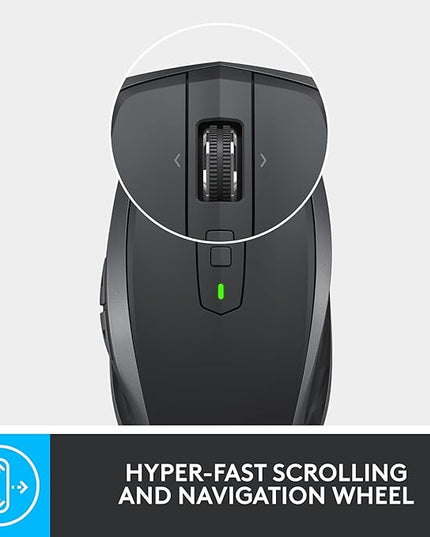 Logitech MX Anywhere 2S Bluetooth Edition Compact Wireless Mouse, No USB Receiver - Use On Any Surface, Hyper-Fast Scrolling, Rechargeable, Control Up to 3 Apple Mac and Windows Computers and Laptops