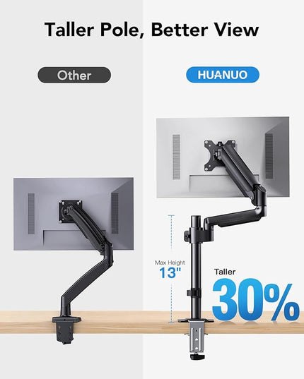 HUANUO Dual Monitor Mount up to 32 inches Screens, Taller Monitor Stand Hold 19.8lbs, Dual Monitor Arm Desk Mount Easy Adjustable with Tilt, Swivel, Rotation, VESA 75/100mm