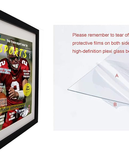 Goldfinch 4 Packs Sports Magazine Frames Displays Magazines Measuring 8 x 10.5 inches with White Core Matting,Suitable for 1994-Current Collector's Edition Sports Magazines with Installed Hangers