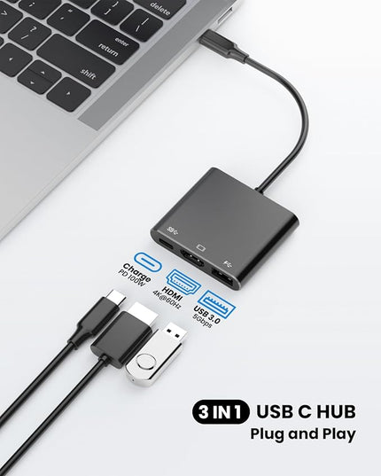 Battony USB C to HDTV Adapter with 4K@60Hz HDTV Output, Multi-AV Converter for for MacBook/Mac Pro Air iPad Pro and More Type-C Port Device