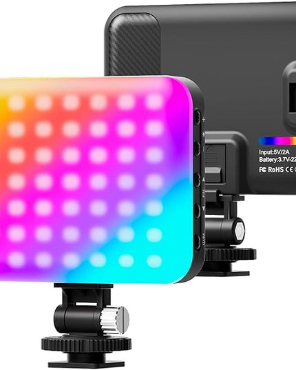 Hagibis RGB Camera Light,360°Full Color Portable Video Light LED Photo Light w Cold Shoe,2200mAh Rechargeable CRI97+,20Effects Lighting for Photography/Advertising Poster/Short Film (RGB-Black)