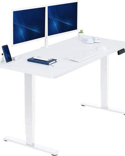 VIVO Electric 60 x 24 in Dual Motor Sit Stand Desk, Memory Height Adjustment, 2B Series, White Top White Frame, DESK-KIT-2W6W
