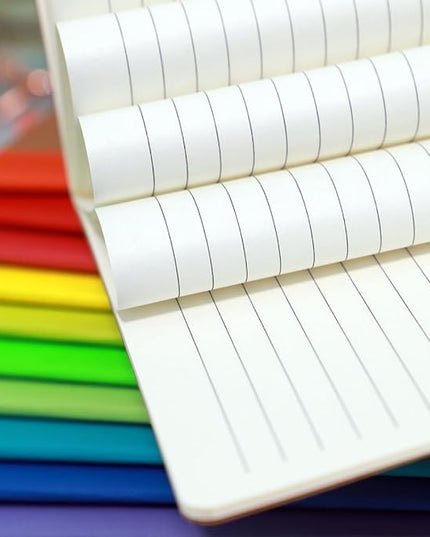 12 Pack A5 Notebooks Bulk, Kraft Cover Lined Blank College Ruled Travel Journals with 12 Colors Rainbow Spines For Women Students, 60 Pages, 8.3”x 5.5”, for Home, Office or School Supplies