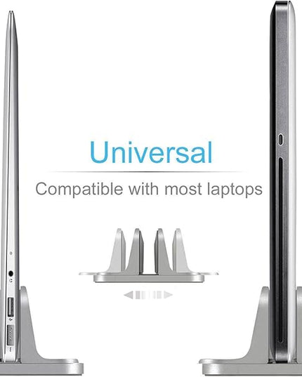 Vertical Laptop Stand for Desk [Adjustable] Sturdy Aluminum Dock Fits All Laptops (up to 20.3 inches) Space Saving, Modern Compact Holder, Compatible with MacBook Pro/Air, Surface, HP, Dell (Gray)