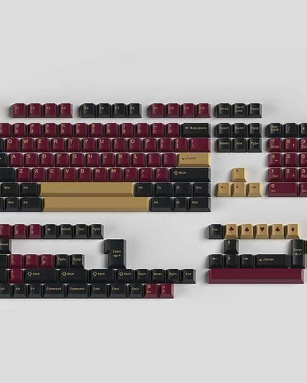Sumgsn 163 Keys Double Shot Keycaps Cherry Profile Red Samurai Keycaps Set Fit for 61/64/87/104/108 Cherry Mx Switches ISO ANSI Layout Mechanical Keyboard