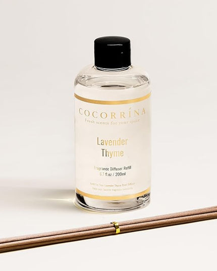 COCORRÍNA Refill- Lavender Thyme 6.7 Fl.oz Reed Diffuser Refill with 8 Sticks