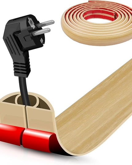 Floor Cord Cover Self Adhesive Cord Hider,20FT Cable Management, Extension Strip Protector for Wires, Prevent Cable Trips for Offices, Gyms, Exhibitions Cavity:0.39"(W) x 0.27"(H) WoodLightyellow