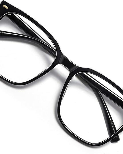 MACJERO Oversized Square Blue Light Blocking Glasses for Women Men, Anti-Fatigue Computer Monitor Gaming Glasses Reduce Eye Strain(Black)