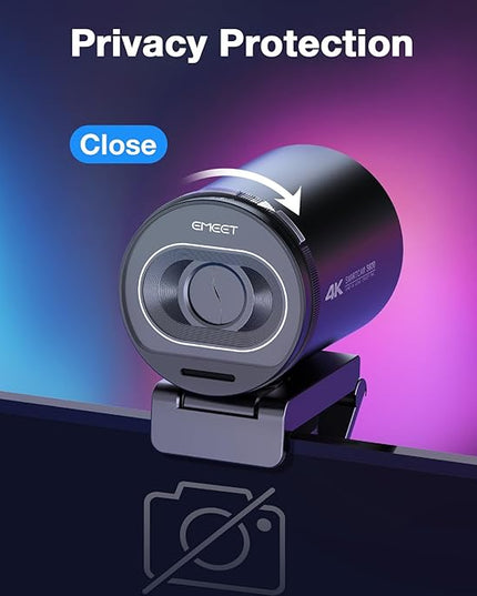 EMEET S600 4K Webcam with Tripod for Streaming - Sony 1/2.55'' Sensor, PDAF Autofocus, 1080P@60FPS, 2 Noise Reduction Mics, Built-in Privacy Cover, 73° FOV, Streaming Webcam for Product/Game/Beauty