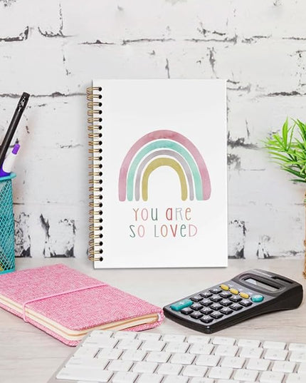 dvhdajed Boho Rainbow Spiral Notebook, You Are So Loved Positive Affirmation Journaling Notebooks, Inspirational Spiral Journal for Girls Women, Positive Office School Supplies Gifts, 5.5x8.3 In