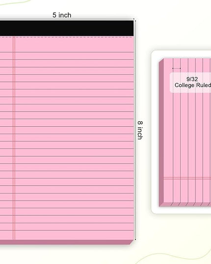 AILZFEI Pink Purple Small Legal Pad 5 x 8 College Ruled Color Legal Pads Paper Notepads 6 Pack Sturdy Back Writing Pads 5 x 8 Note Pads Perforated Narrow Ruled Pads of Paper