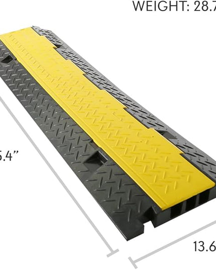 Pyle Durable Cable Protective Ramp Cover - Supports 33000lbs Three Channel Heavy Duty Cord Protection w/ Flip-Open Top Cover, 35.4” x 13.6” x 1.96” Cable Concealer for Indoor Outdoor Use PCBLCO105
