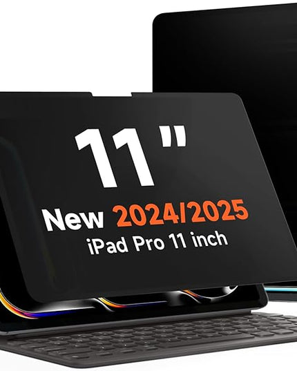 Mamol Upgrade 360° Privacy Screen Protector for Apple iPad Pro 11 inch 5th M4 2024/ 6th M5 2025, Magicsuction 4-Way Anti Spy Glare Blue Light Filter, High Sensitive/Bubble Free/Reusable