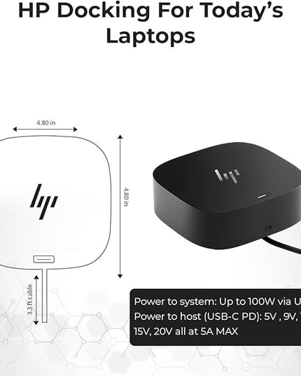 HP Docking Station for Laptop Dual Monitor and Charging Bundle - HP USB-C G5 Dock 5TW10AA / 5TW10UT / 5TW10AA#ABB with 120W Adapter, HDMI, DisplayPort, USB-C Cables & Microfiber Cleaning Cloth