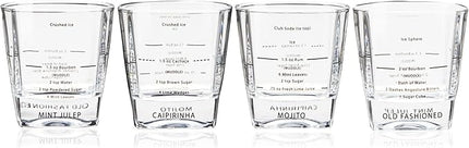 True Cocktail Rocks Glasses with Recipes for Old Fashioned, Mojito, Mint Julep & Caipirinha, Old Fashioned Glasses, Bar Glassware, 8.5 oz, Set of 4