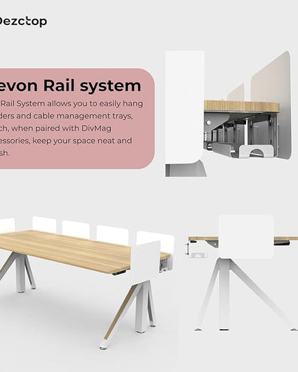 DEZCTOP Revon Pro Electric Standing Desk, 71" x 31.5" Large Work Surface, Height Adjustable (27.6"-47.2"), Sturdy Keel Frame, with Magnetic Modular System, Anti-Collision, Oak for Home Office