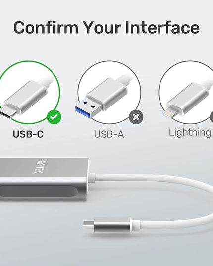 Unitek USB C SD Card Reader, Aluminum 3-Slot USB 3.0 Type-C Flash Memory Card Reader for USB C Device, Supports SanDisk Compact Flash Memory Card and Lexar Professional CompactFlash Card - Grey