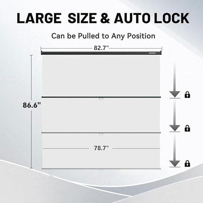 RAUBAY Retractable Pull Down White Screen Backdrop - 78.7" x 86.6" Collapsible Wall-Mount Background for Professional Video Production, Photography, TikTok and Video Conferencing