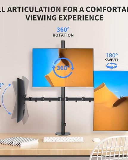 Pholiten Triple Monitor Stand,13 to 27 inch LCD Monitor Desk Mount,Extra Tall 31.5 inch Pole Heavy Duty Fully Adjustable Stand Mount