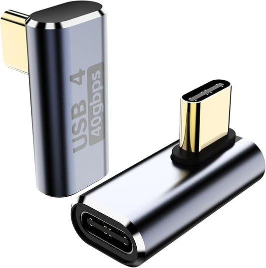 BERLAT 90 Degree USB C Adapter, Right Angle USB C 240W Male to Female Adapter Extender for Steam Deck, ROG Ally, MacBook, Tablet, Phone and More - 2Pack