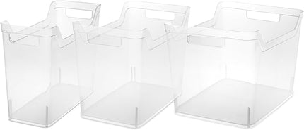 Sterilite Medium Shelf Bin with Handles, Plastic Storage Container for Organizing Shelving, Closet, Pantry, and Countertops, Clear, 6-Pack