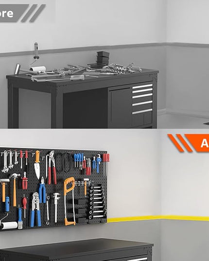 Ultrawall 4 Pcs Metal Pegboard Wall Panels, Peg Boards for Garage Tool Storage