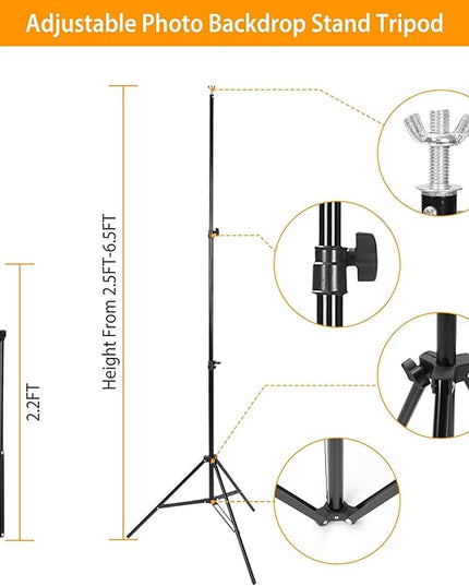 10ft Adjustable Backdrop Stand Kit, Heavy-Duty Photography Background Support System with Clamps & Carry Bag, Photo Video Studio Backdrop Stand for Parties, Weddings, Green Screen & Banner Display