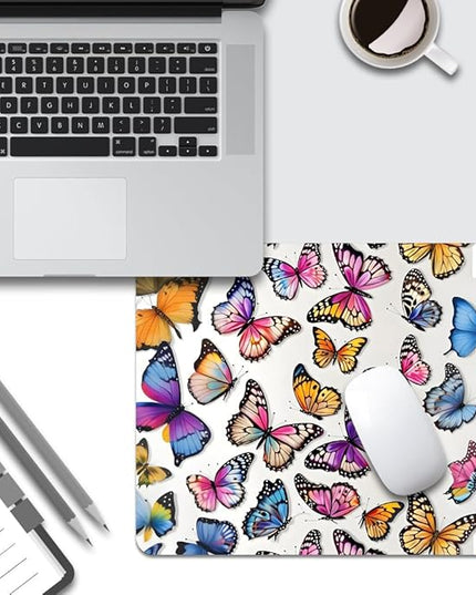 Rainbow Butterfl Square Mouse pad, Texture, Waterproof, Anti Slip Rubber Base, Computer Mouse pad, Laptop Mouse pad