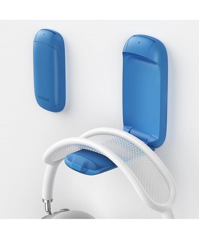 Lamicall Headphone Stand, Sticky Headset Holder - Foldable Headphone Holder Hook Mount, Adhesive Headset Hanger Clip Under Desk, Earphone Clamp for Airpods Max, HyperX, Sennheiser, Blue