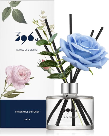 396 st. Rose Flower Reed Diffuser, Baby Powder, 200ml(6.7oz) / Reed Diffuser Sets, Home Fragrance, Scented Oils, Home & Bathroom Décor