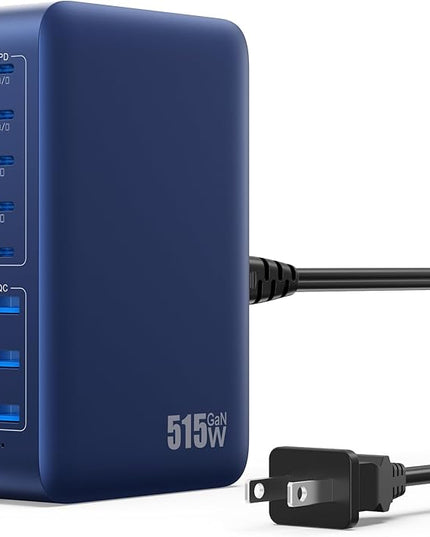 USB C Charger Block 515W[2025 Upgraded] GaN IV 8 Port Fast Charging Station Hub,Dual PD 100W USB C Laptop Charger Compatible with MacBook Pro/Air,iPad,iPhone 16/15,Galaxy S23/S24 Steam Deck Dell XPS