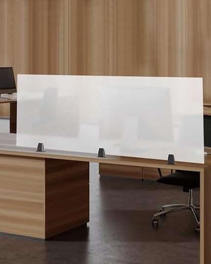 Desk Divider for Students and Desk Privacy Panel, Frosted Acrylic Plexiglass Shield with Clamps for Offices Schools Call Centers, Ideal Cubicle Light Shield - 60”L X22”W