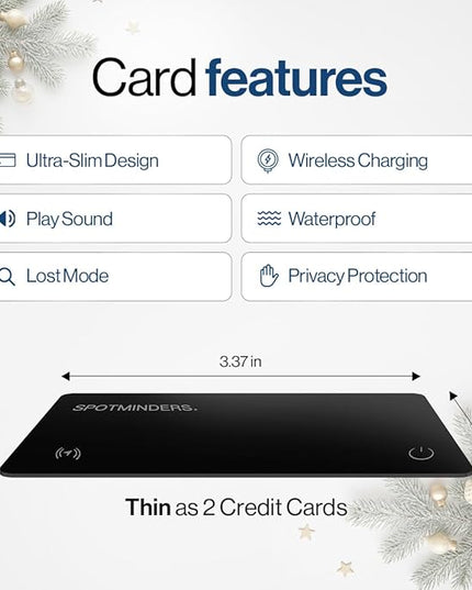 SPOTMINDERS Apple MFi Certified Wallet Tracker Works With Apple Find My Tracking Card for Wallet Card Rechargeable IP68 Waterproof 0.07in Slim iPhone Item Finder for Luggage Tags Purse Gifts for Women