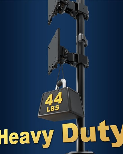 Heavy Duty Dual Monitor-Arm for 17-49'' - Double Vertically Stacked Monitor Mount, Extra Tall Ultrawide Desk Stand Holds up to 44 lbs per Screen, Vesa 75/100, Black