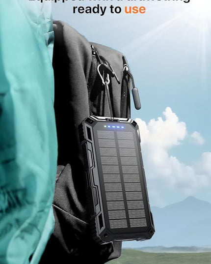 Power Bank 49800mAh Solar Portable Charger Wireless Charging USB-C 15W Fast Charging with 4 Built-in Cables LED Flashlight Battery Pack Compatible with iPhone, iPad, Perfect for Camping,Hiking