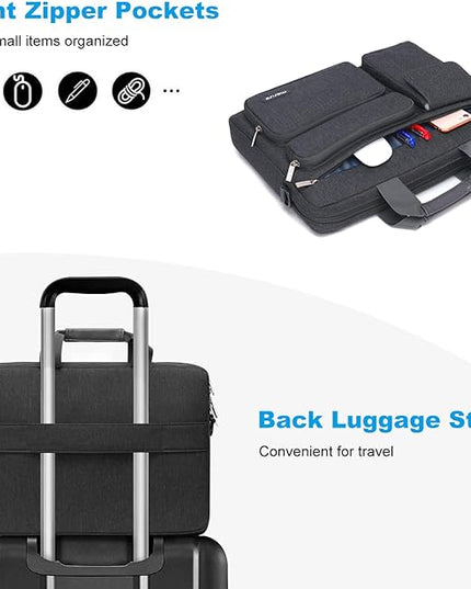 MOSISO Laptop Shoulder Bag 15.6 inch, 15-15.6 inch Computer Bag Compatible with MacBook Pro 16 inch, HP, Dell, Lenovo, Notebook with 2 Raised&1 Flapover&1 Horizontal Pocket&Handle&Belt, Slate Gray
