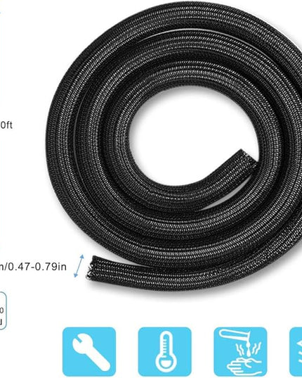 AGPTEK Cable Sleeve Cover, 10ft - 4/5 inch Desk Cord Organizer Cable Hider, Home Office Wire Management Computer TV Wire Loom Tubing, Pet Proof Cord Protector, from Cat Dog Chewing, Black