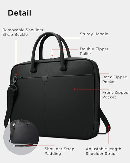 Lenovo 15.6-inch Laptop Bag (T200) - Water Resistant Leather Messenger Bag with Padded Device Compartment – Multi Compartment Professional Handbag with Shoulder Strap for Travel & Business