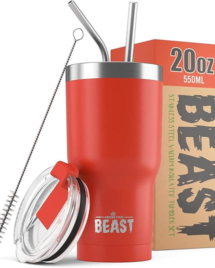 Beast 20 oz Tumbler Stainless Steel Vacuum Insulated Coffee Ice Cup Double Wall Travel Flask (Ladybug Red)