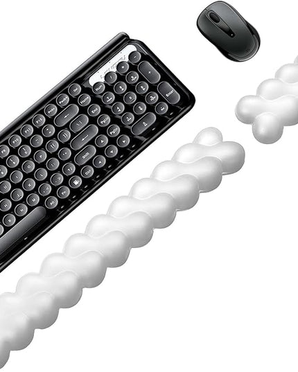 Wrist Rest for Keyboard and Mouse, Upgrade Enlarge Mouse Pad Wrist Rest, Ergonomic Memory Foam, Non-Slip Base for Computer Gaming & Office Work, 2 Piece Set, Clouds White (17.71x3.15+6.29x3.15 inch)
