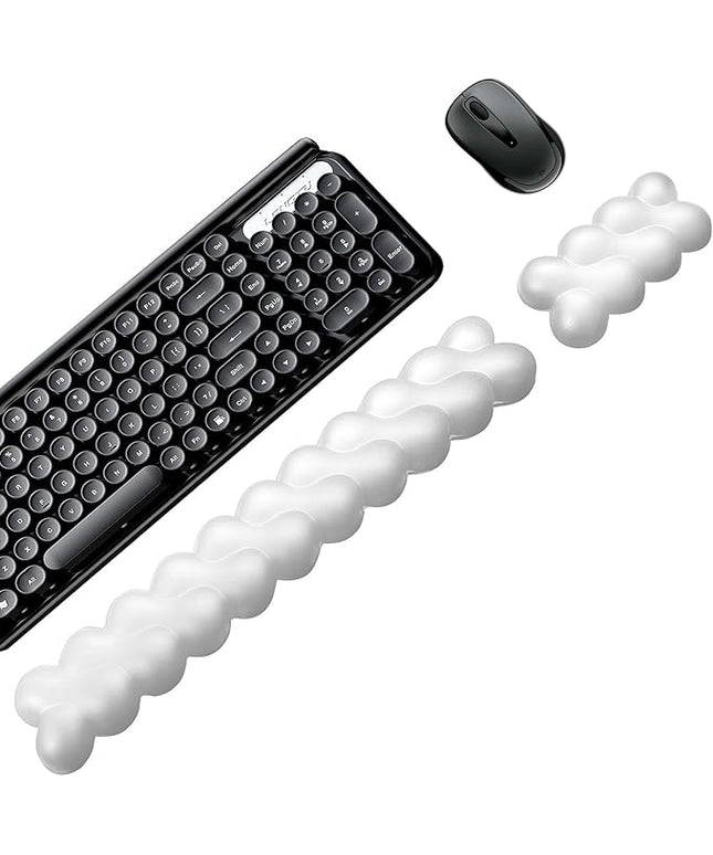 Wrist Rest for Keyboard and Mouse, Upgrade Enlarge Mouse Pad Wrist Rest, Ergonomic Memory Foam, Non-Slip Base for Computer Gaming & Office Work, 2 Piece Set, Clouds White (17.71x3.15+6.29x3.15 inch)