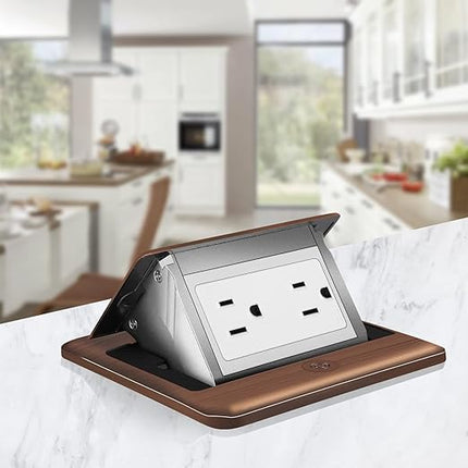 Vagueior Recessed Floor Electrical Outlet Kit,Waterproof Electrical Outlet Covcer Box,Hidden 20A Tamper-Resistant Receptacle Outlet with Slow Elastic Damping ，ETL Certified,Bronze